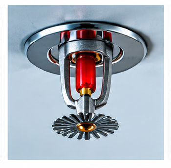 “Ceiling-mounted fire sprinkler head for automatic fire protection.”