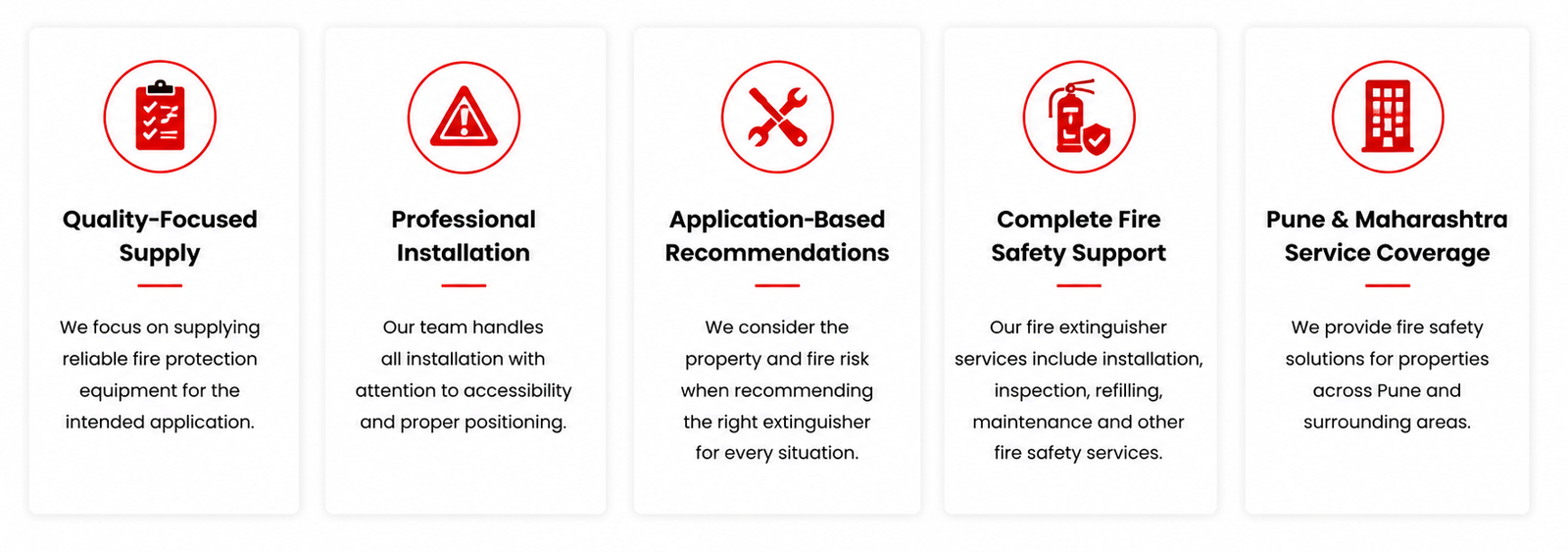 Key benefits of Hail Fire fire extinguisher supply and installation services in Pune and Maharashtra.