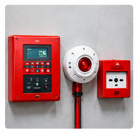 Fire alarm control panel, detector and manual call point