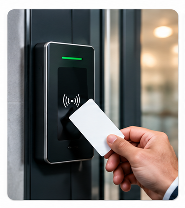 RFID card reader for controlled door access